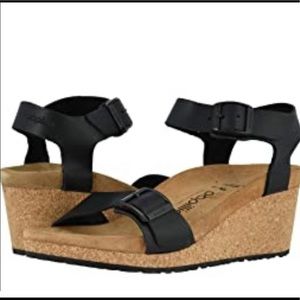 Birkenstock Papillio Soley Wedge Sandals in Black Size   7